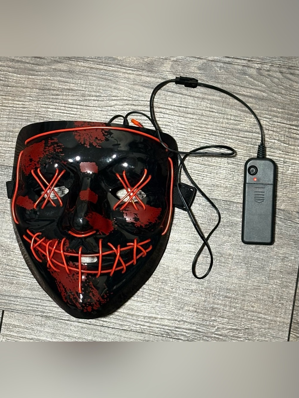 Light Up LED Purge Style Halloween Mask Red Black Horror Costume